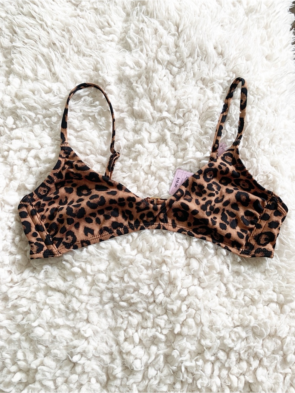 Wild Fable Leopard Print Low Coverage Bralette Bikini Swim Top M